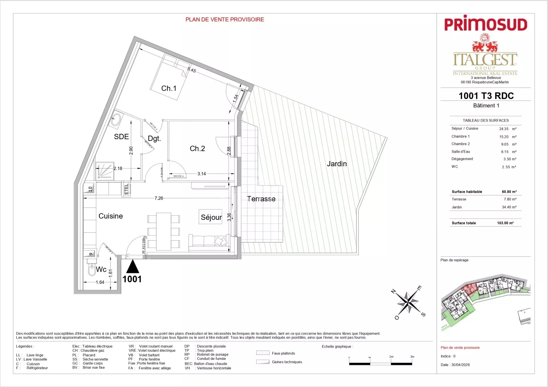 Лот 1101 – Апартаменты 3P, 61,50 м² с панорамной террасой – Le Bellevue, новый проект