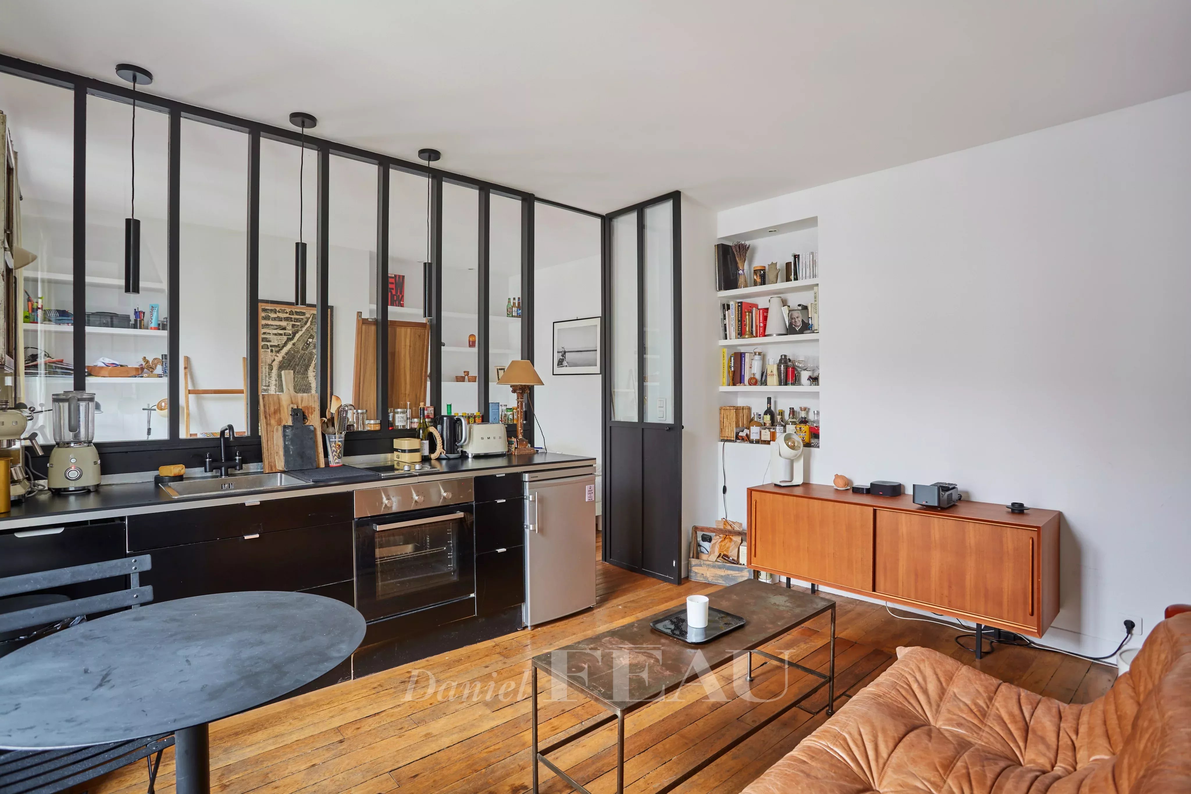 Living room with open kitchen