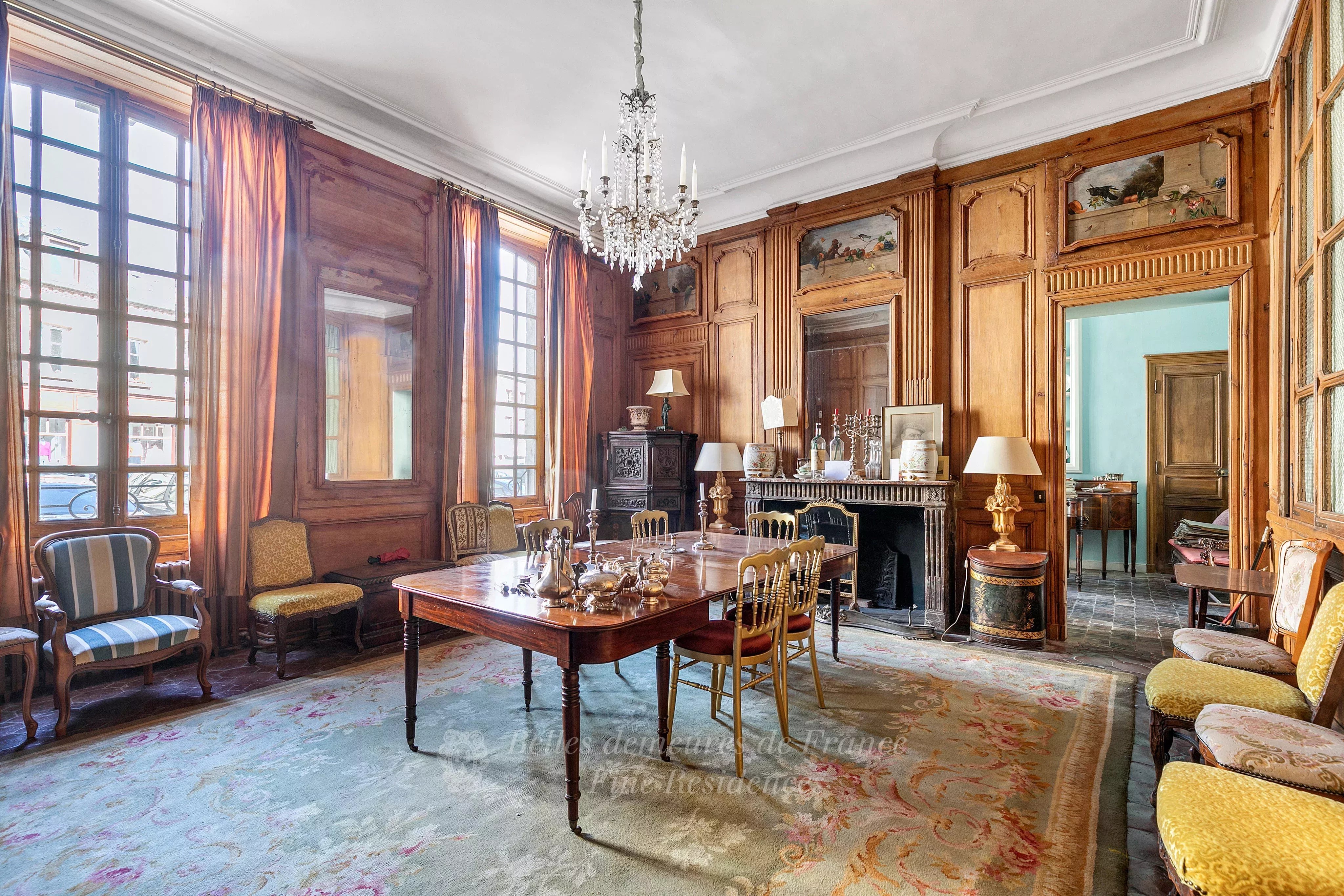 1h15 from Paris. A listed Louis XV style private mansion in perfect condition Set in leafy walled grounds with terraces and annexes