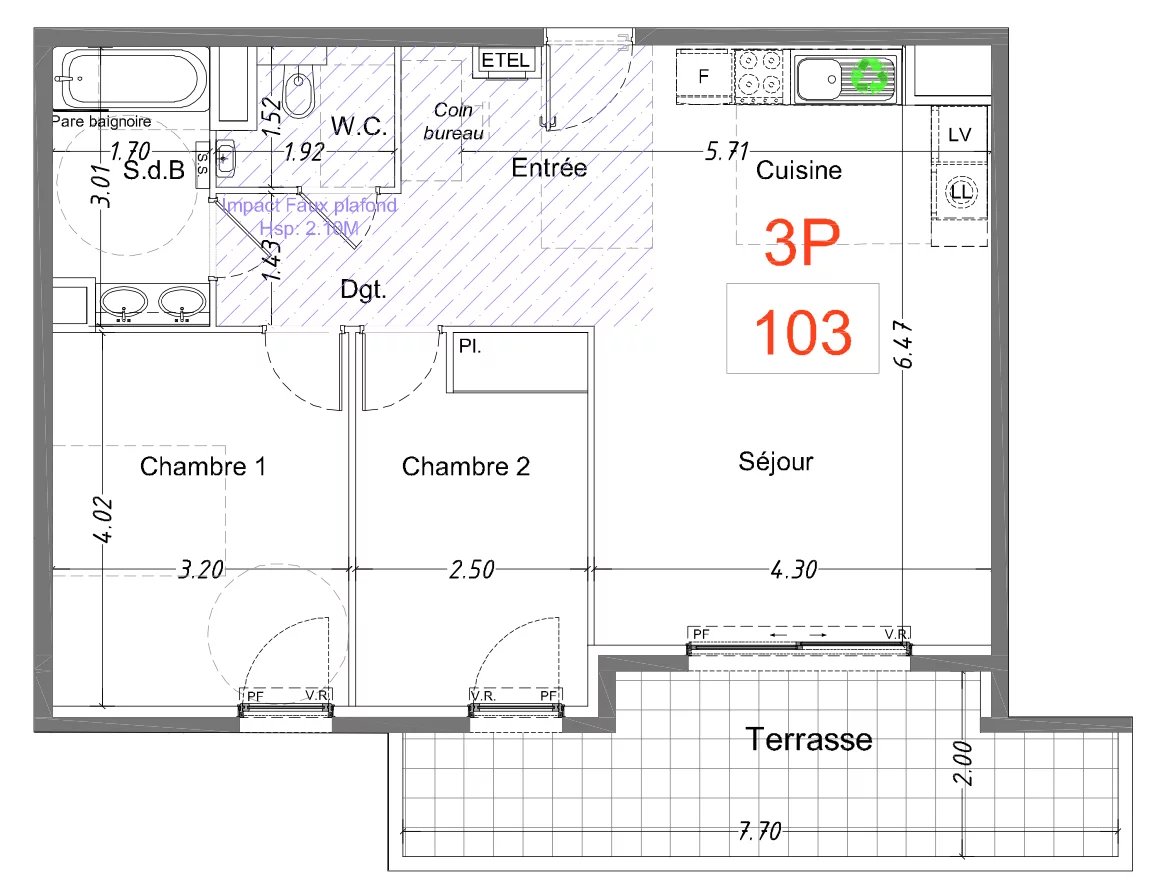 Appartement moderne à Cagnes-sur-Mer, 2 ch, 66,53 m²