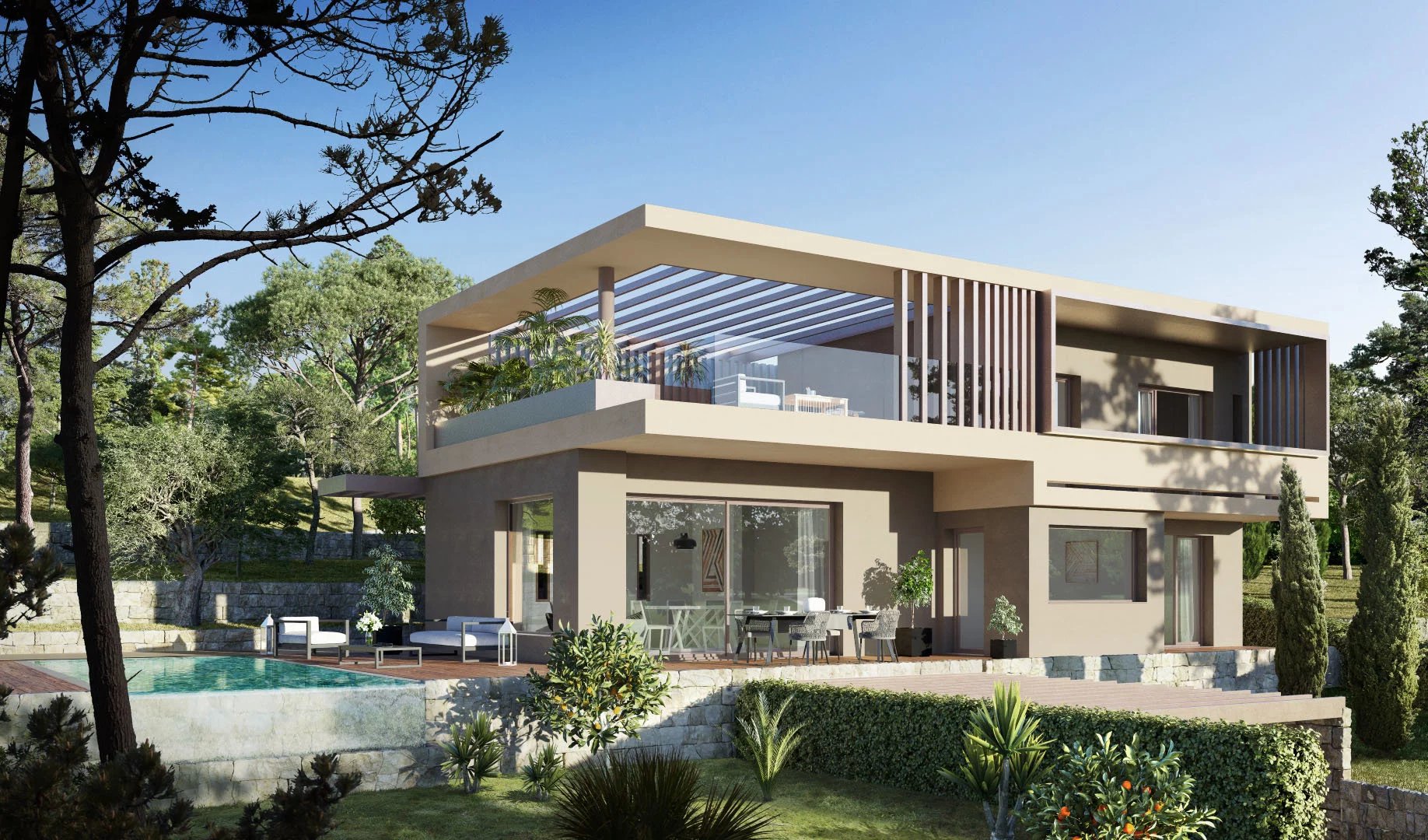 MOUGINS: Neue Villa mit Schwimmbad, gesicherte Domaine