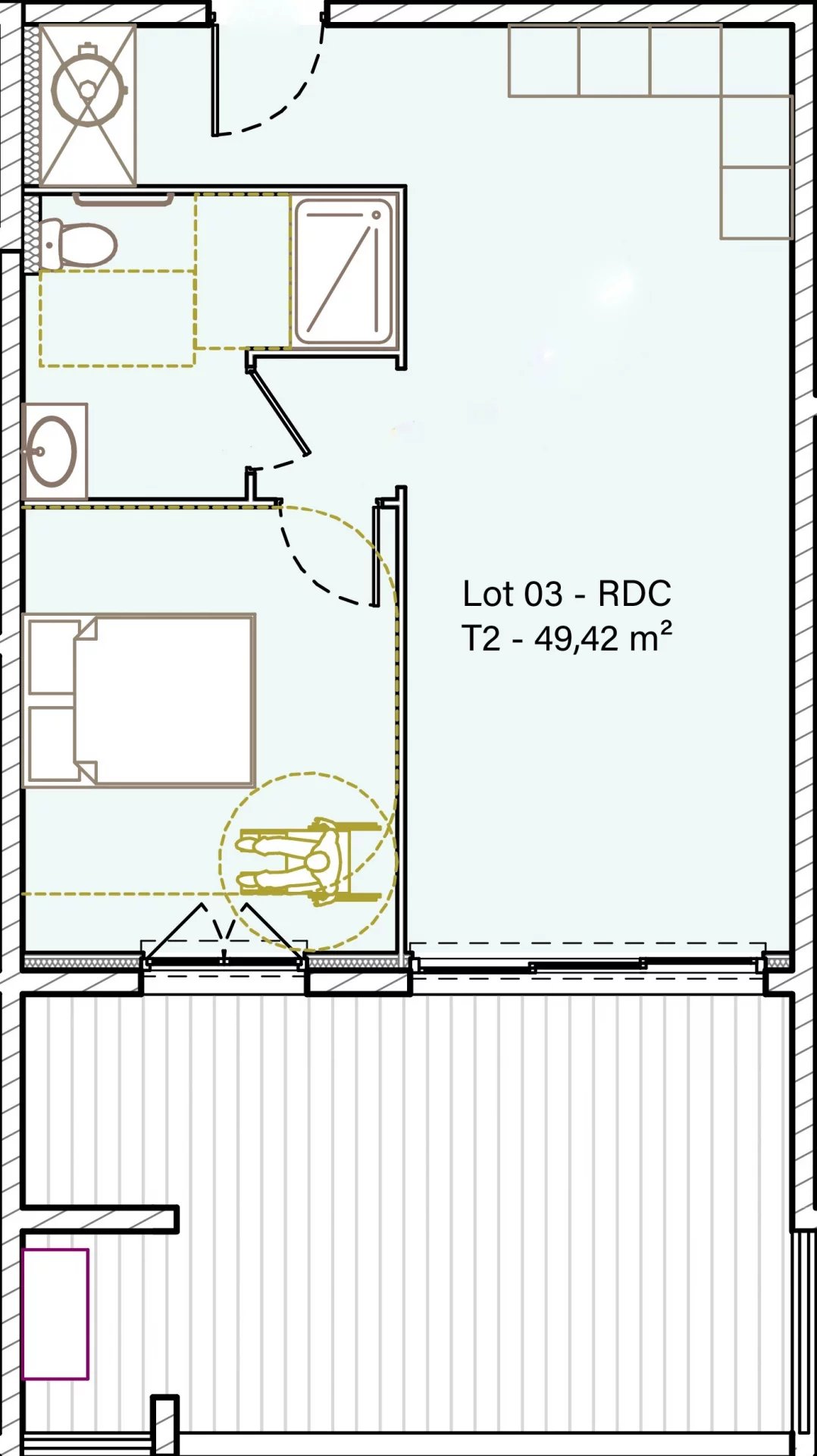 Solenzara : Appartement T2 de standing avec terrasse, vue mer