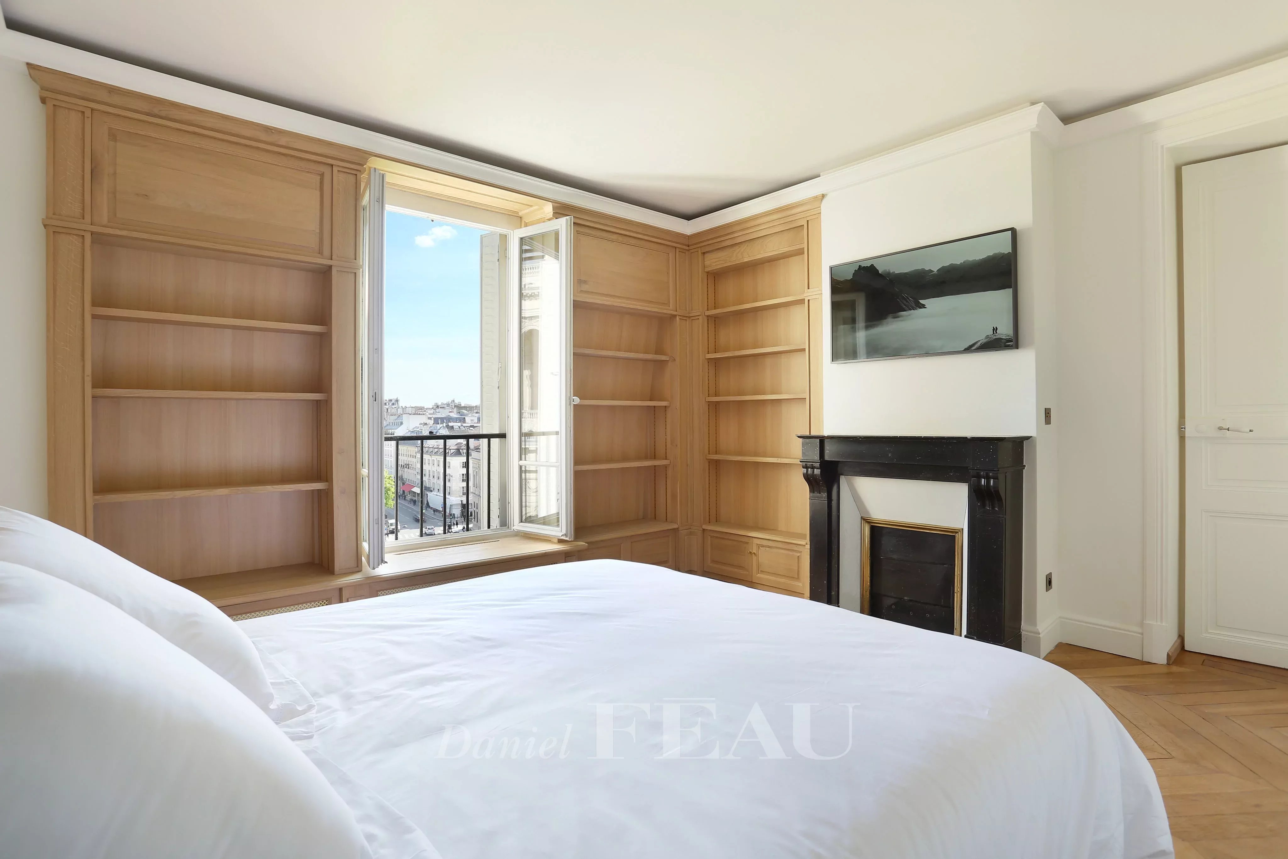Bedroom Fireplace Wooden floor
