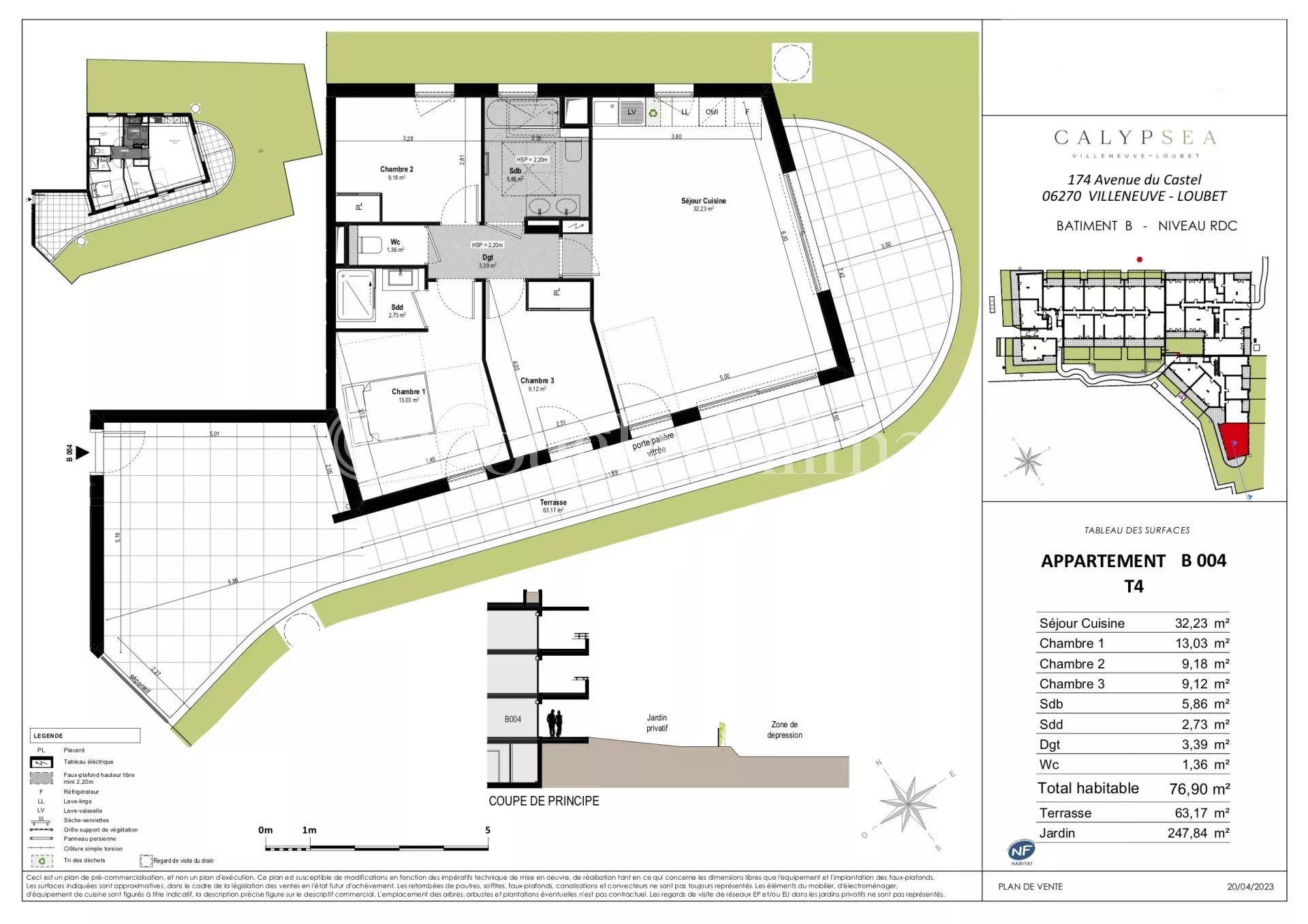 VILLENEUVE-LOUBET : Rez-de-jardin quatre pièces à proximité des commerces - Image nᵒ2