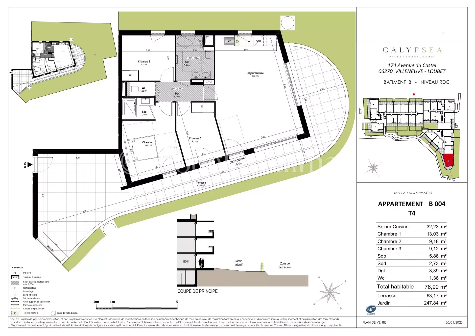 VILLENEUVE-LOUBET : Rez-de-jardin quatre pièces à proximité des commerces - Image nᵒ2