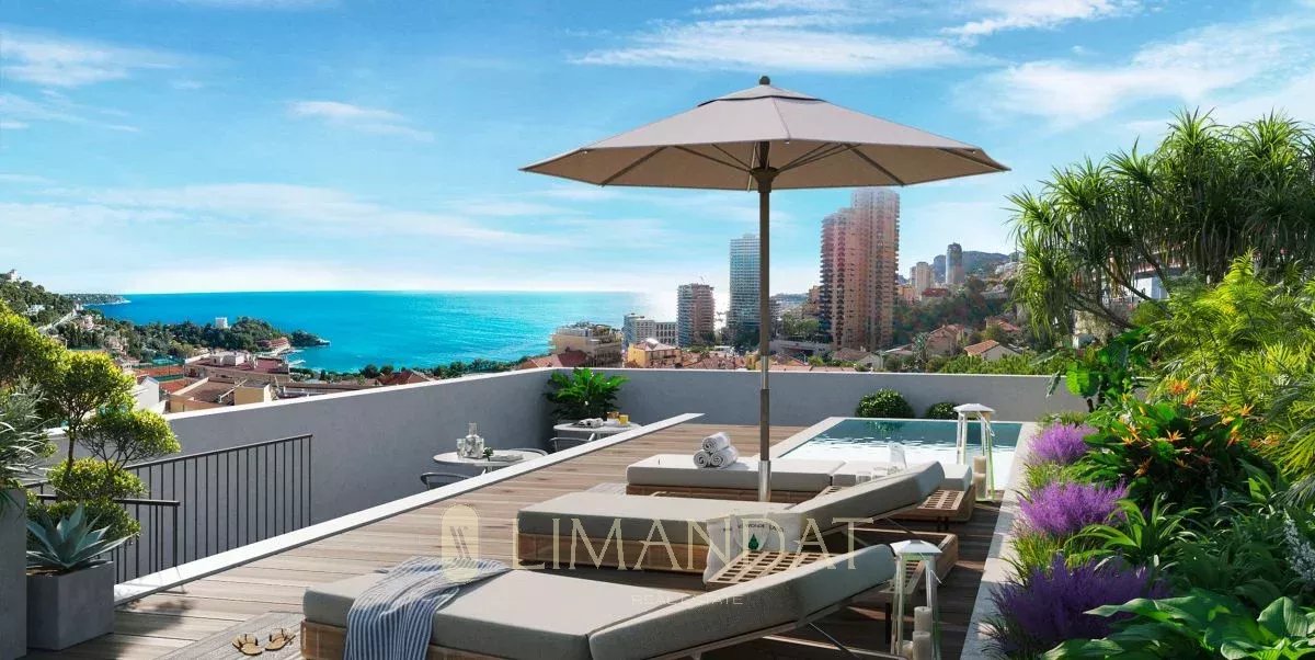 A l’entrée de Monaco,  2 pièces dernier étage 63 m2 terrasse 14 m2 vue mer et Monaco– VEFA  – Roquebrune Cap Martin
