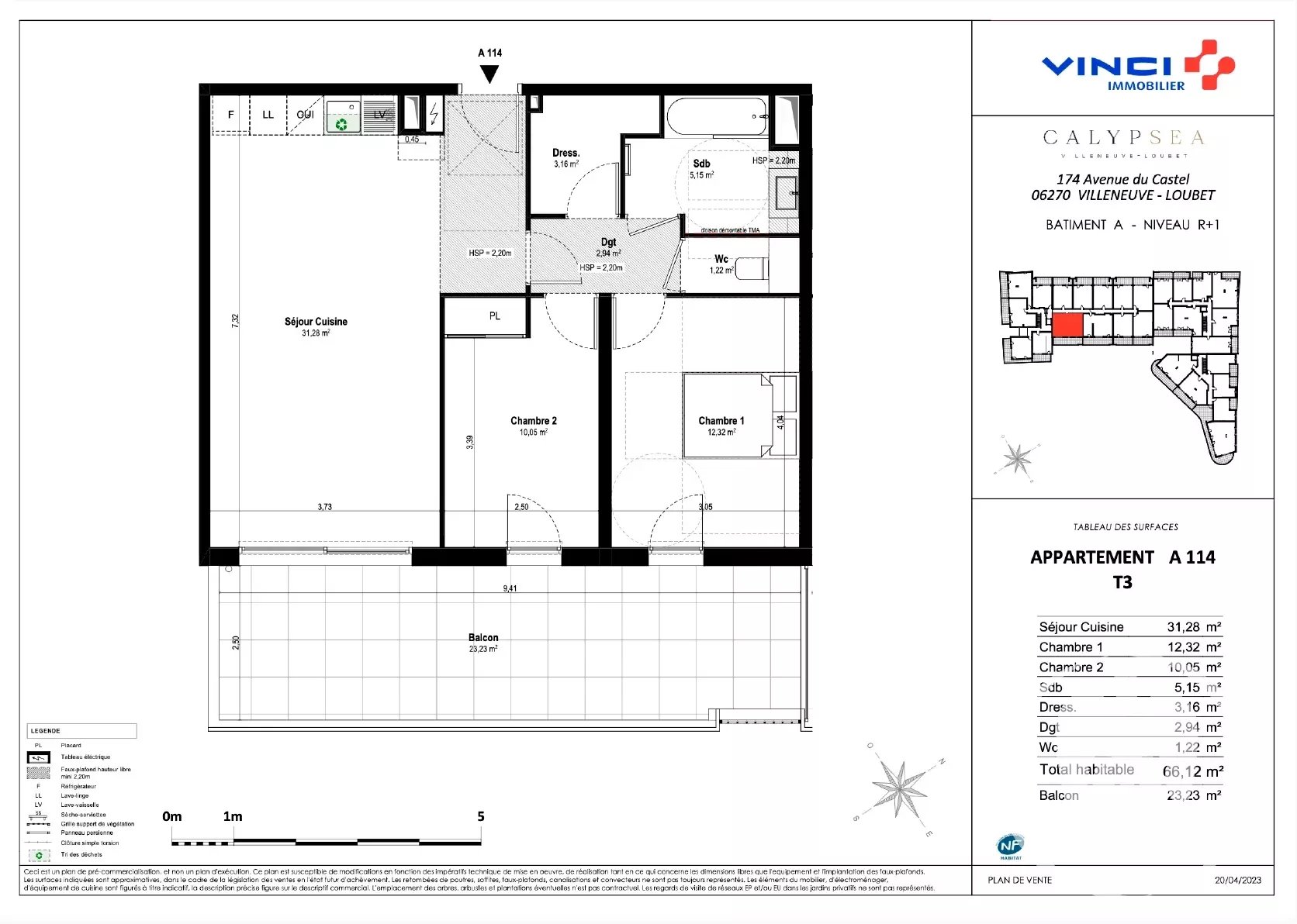 Appartement  - 3 pièces  - 67.0 m2 -