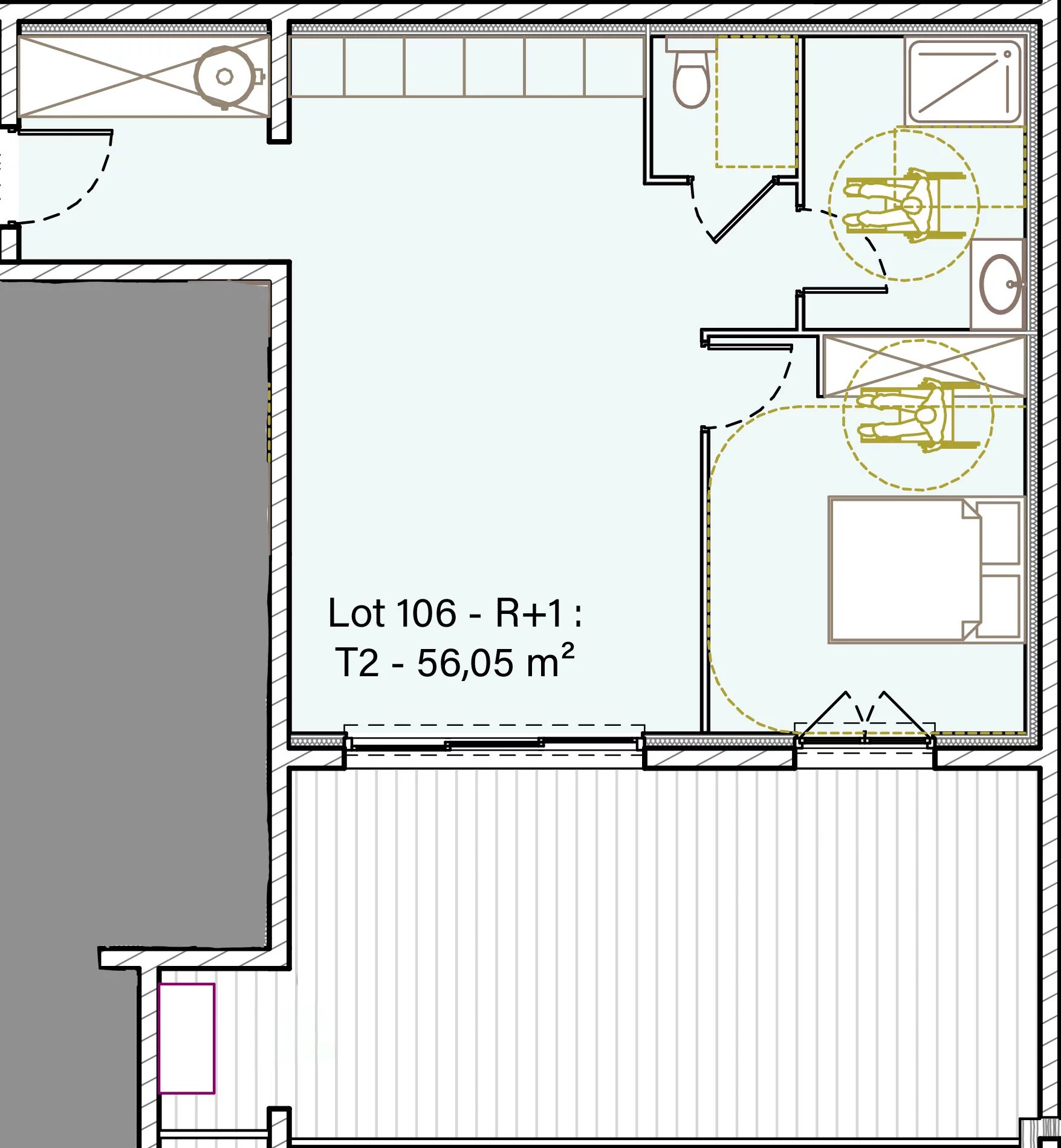 Solenzara : Appartement T2 de standing avec terrasse, vue mer