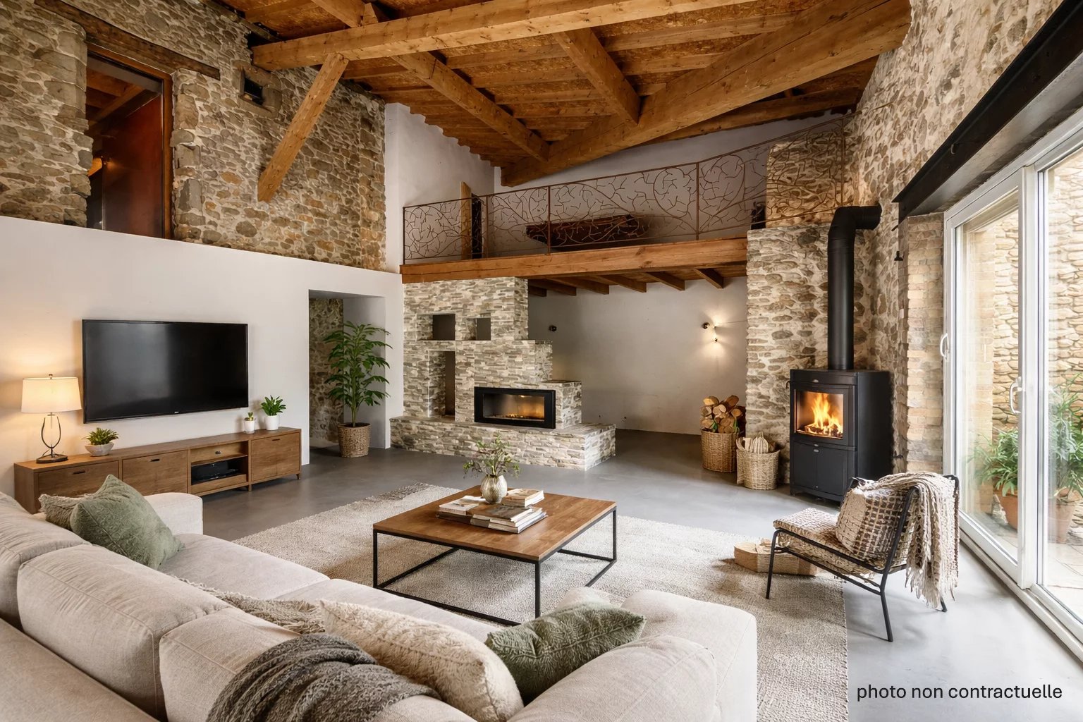 Maison en pierre, rénovée avec piscine et garage