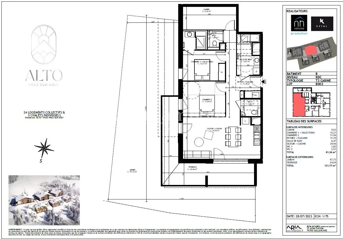 Appartement 3 pièces + coin nuit à Praz-Sur-Arly (74120)
