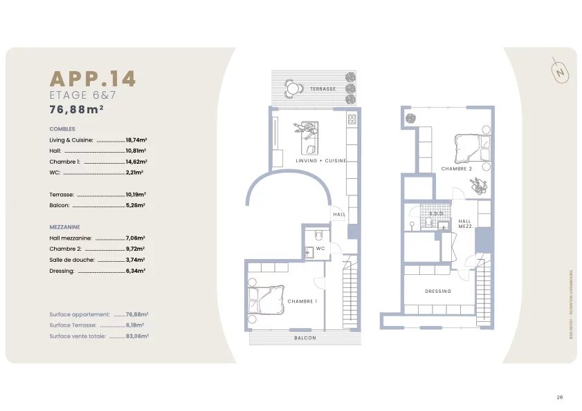 À VENDRE – Appartement 14 – Résidence Downtown, Bonnevoie