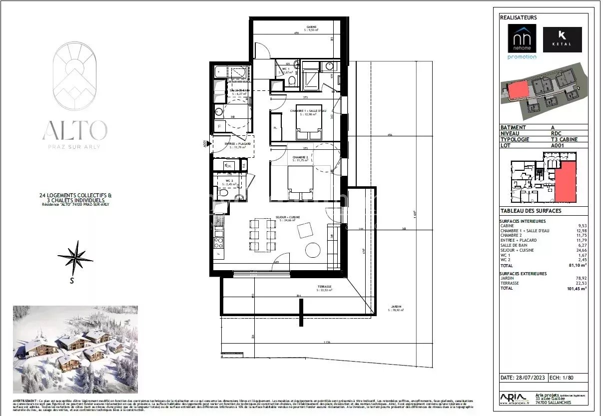 Appartement 3 pièces + coin nuit à Praz-Sur-Arly (74120)