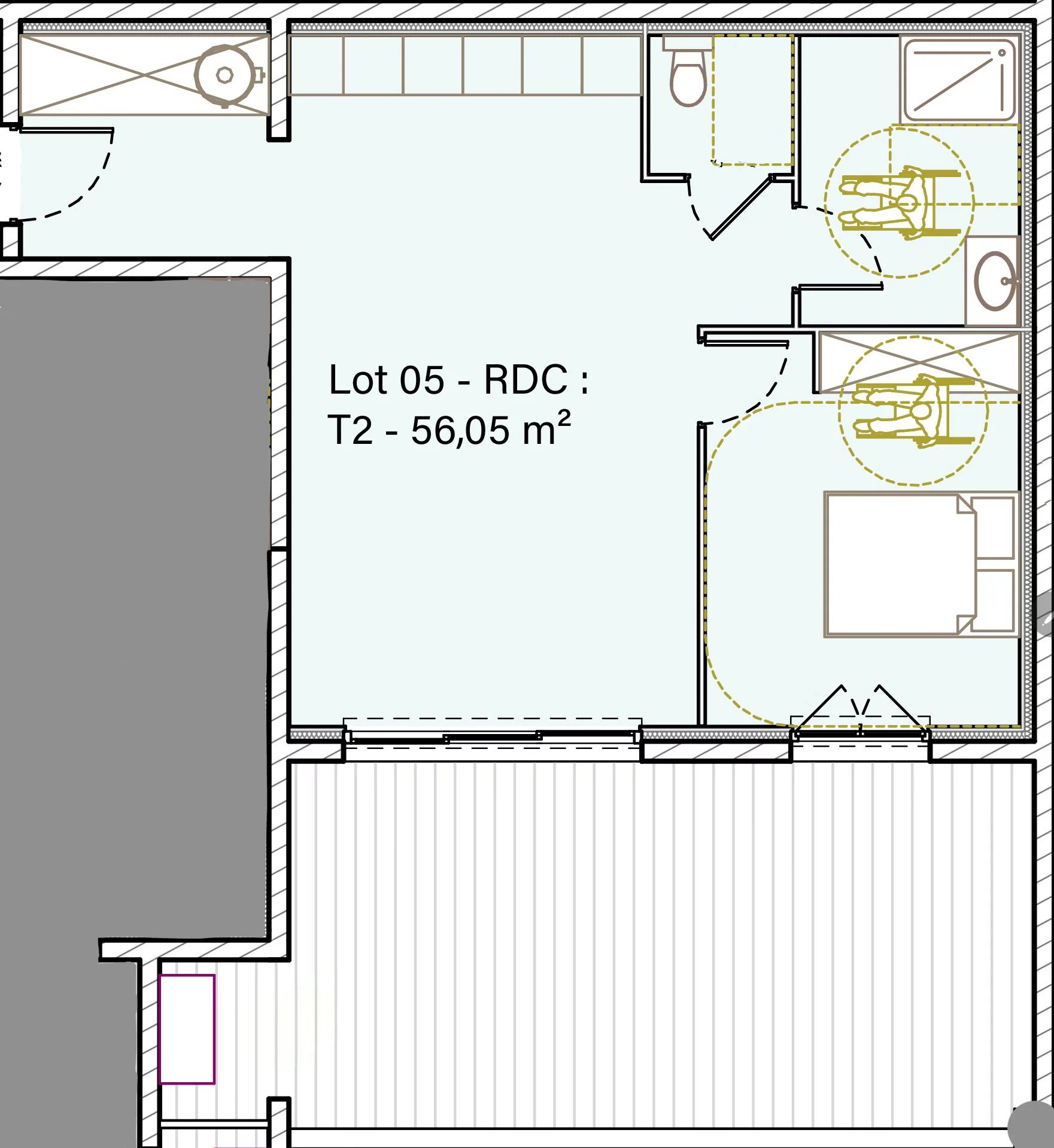 Solenzara : Appartement T2 de standing avec terrasse, vue mer