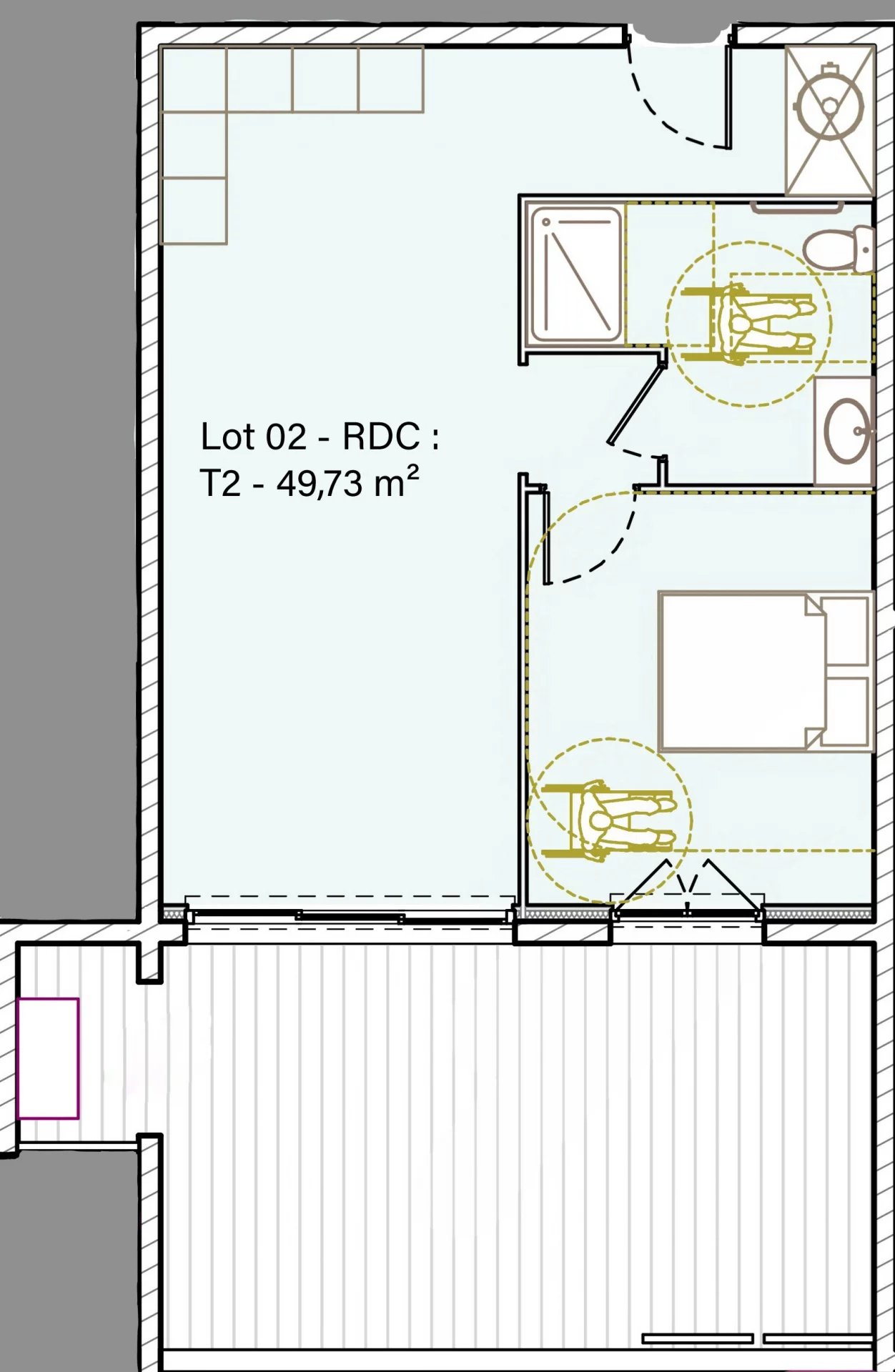 Solenzara : Appartement T2 de standing avec terrasse, vue mer