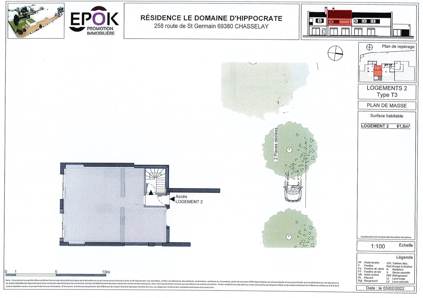 T3  de 61,50 m² au premier étage avec loggia