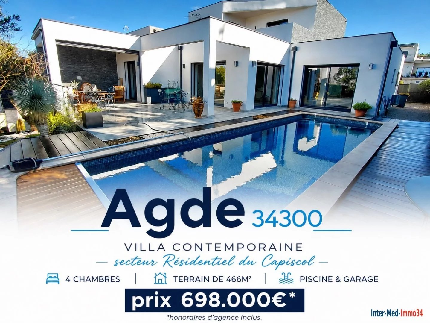 Agde 34300 – Mont Saint-Loup,  Villa contemporaine avec piscine