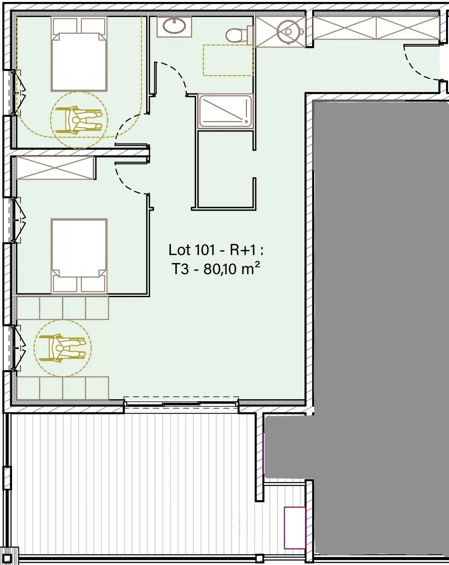 Solenzara : Appartement T3 de standing avec terrasse, vue mer