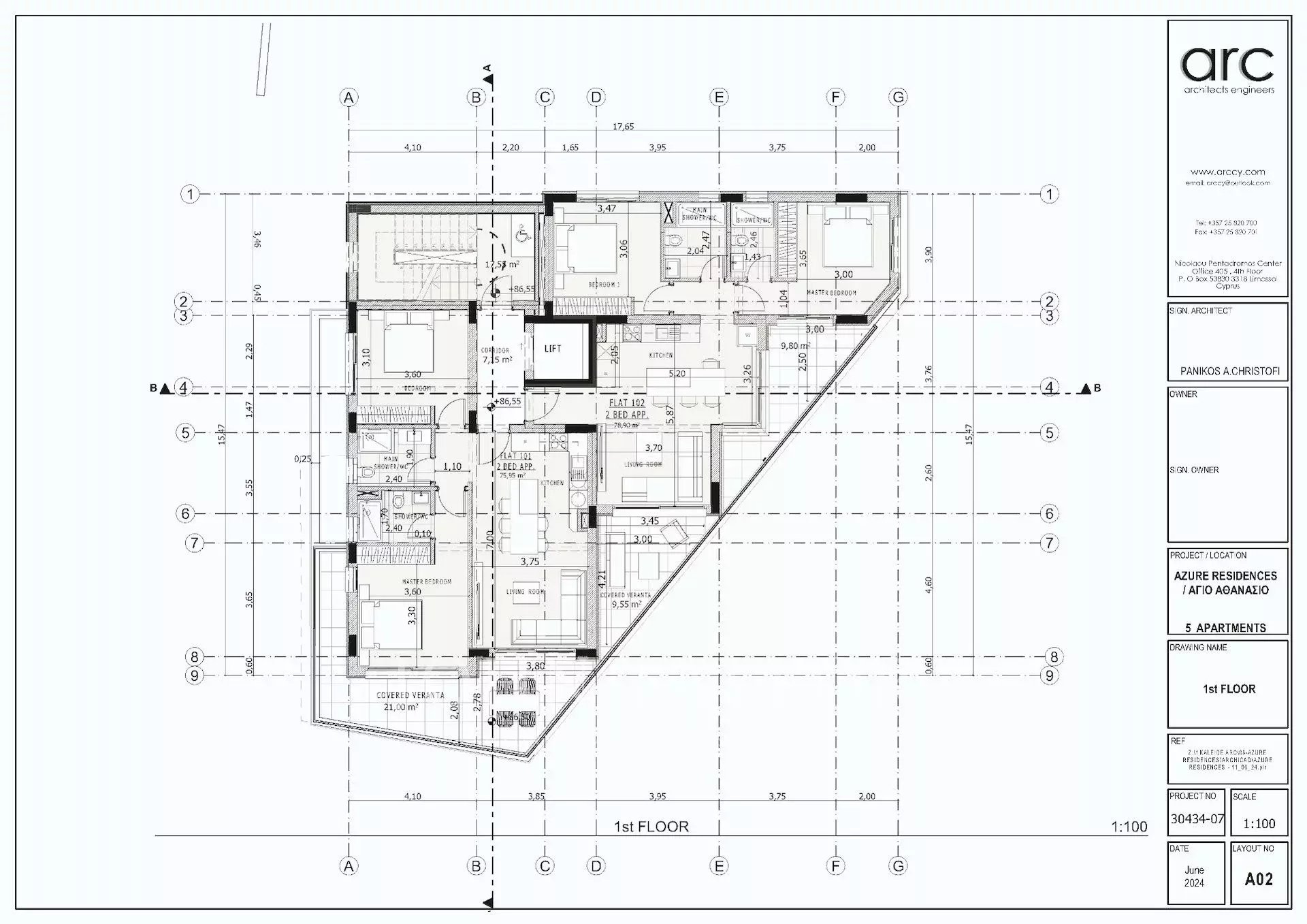 Mieszkanie 2 pokoi 75 m² Demos Agiou Athanasiou, Cypr