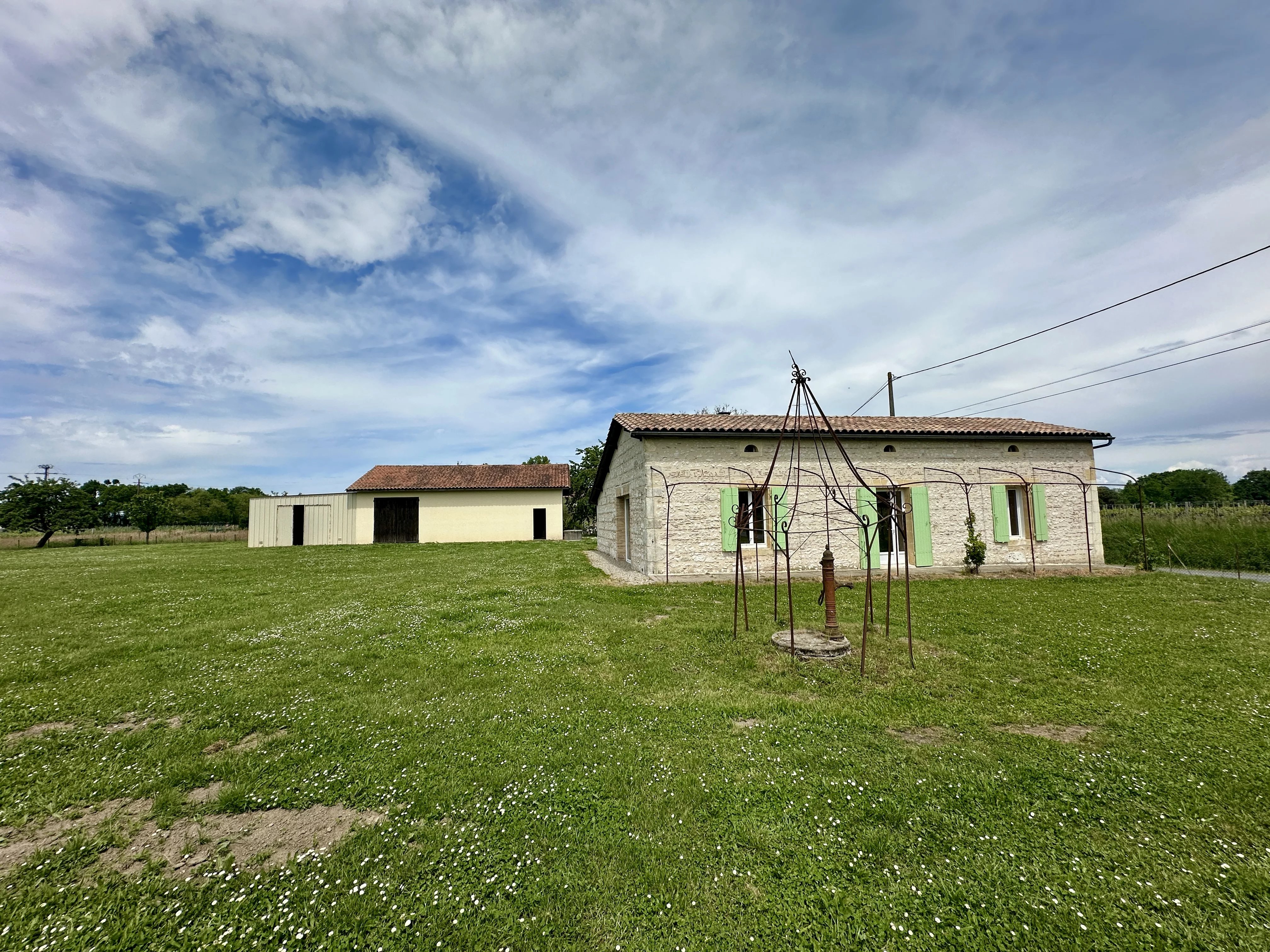 Recently renovated stone village house with barn and garage