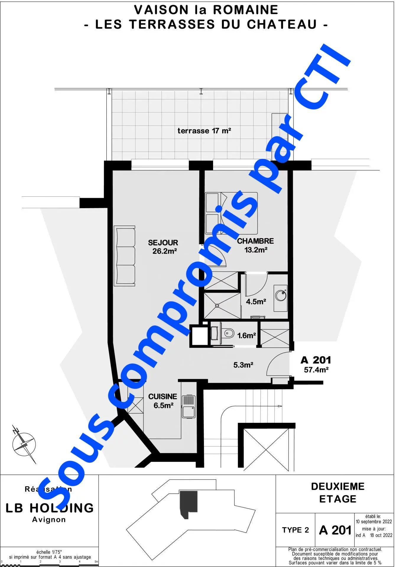 Appartement T2 57.30 m² Résidence " Les Terrasses du Château"