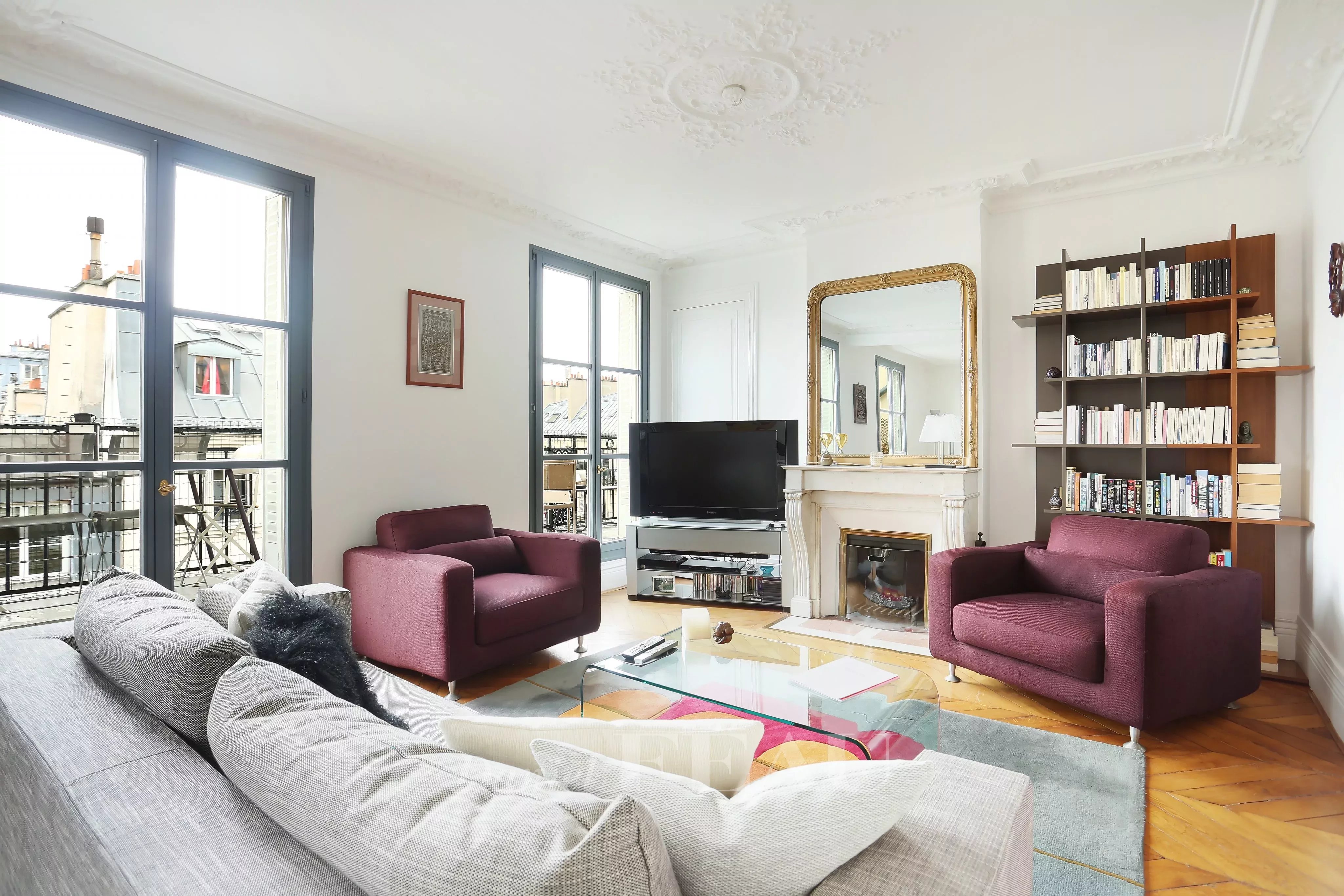 Living-room Natural light Fireplace Wooden floor