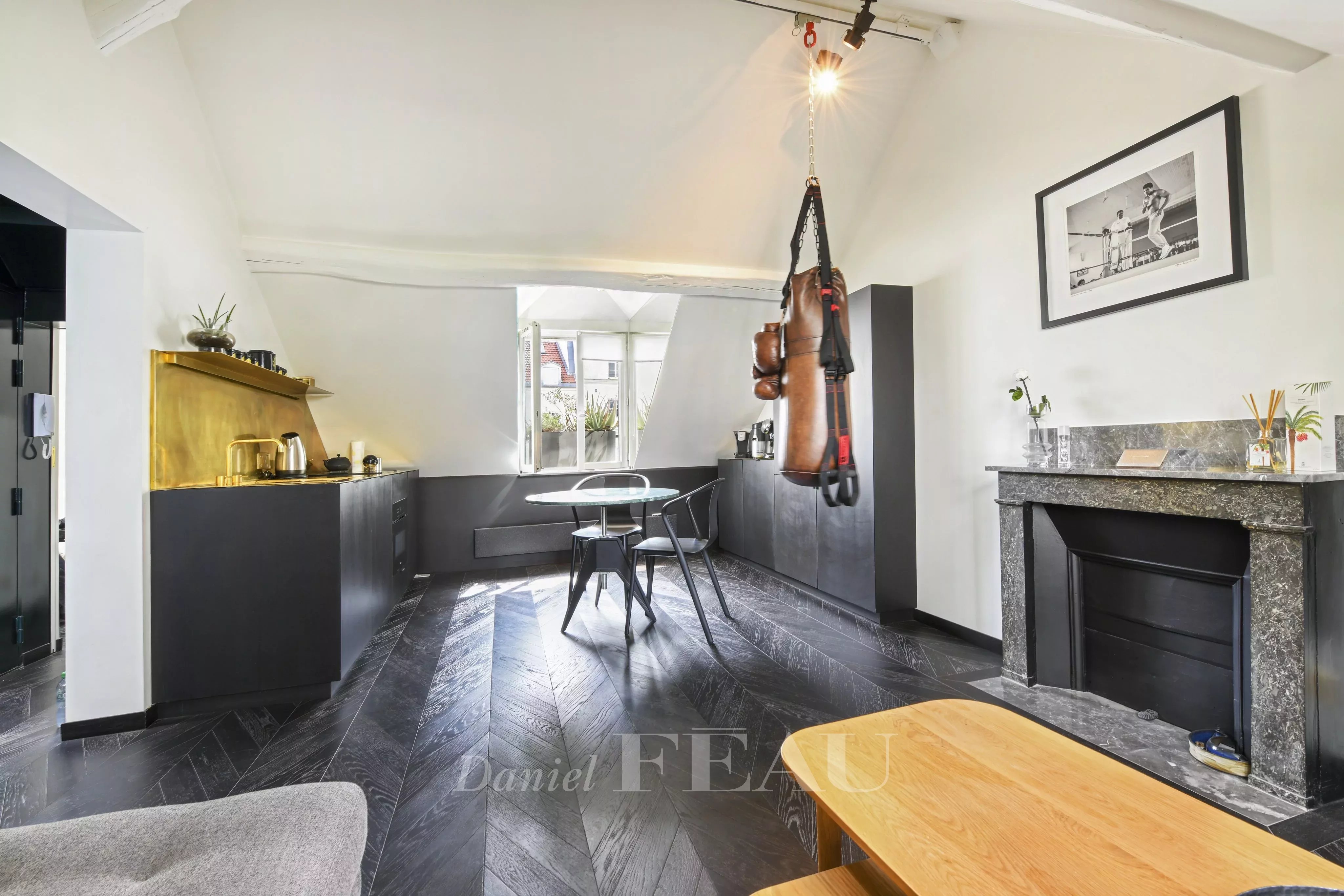 Living-room Wooden floor Fireplace