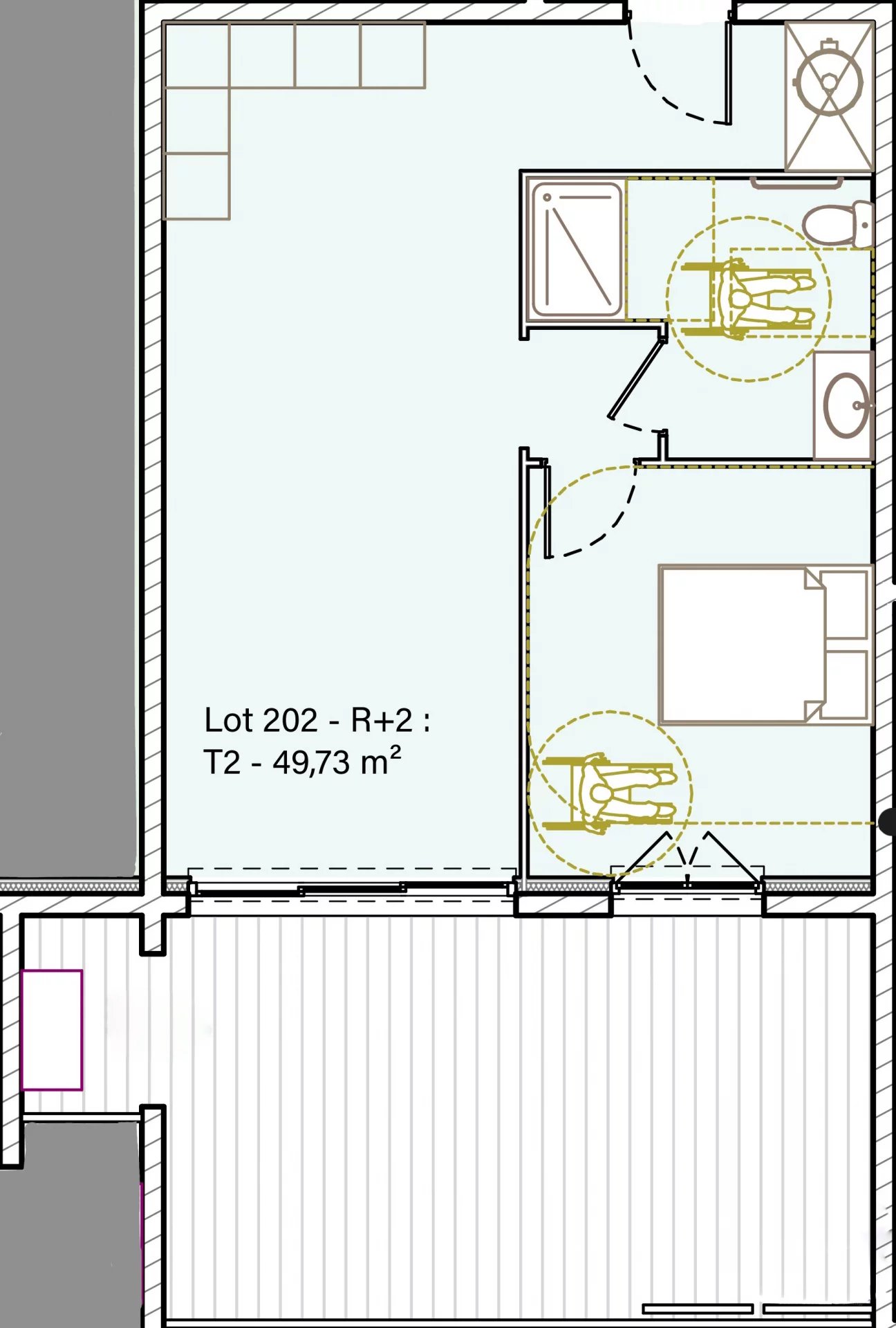 Solenzara : Appartement T2 de standing avec terrasse, vue mer