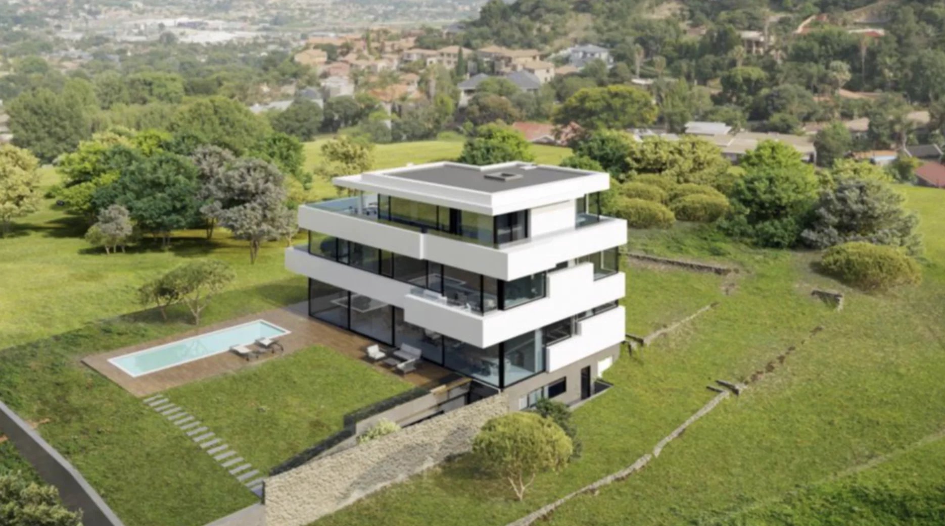 Propriété contemporaine ultra-luxueuse en cours de construction