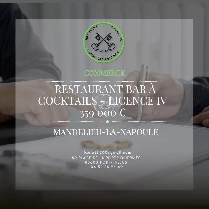 Mandelieu-La-Napoule - Restaurant Cocktail bar - Licence IV