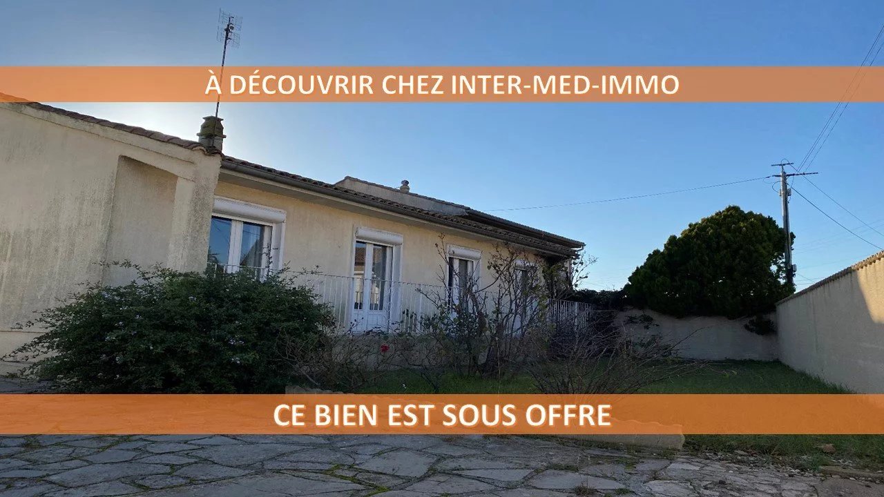 Agde 34300 Vente Villa de plain-pied de 4 pièces avec garage sur terrain de 421m² dans un quartier calme proche commerces