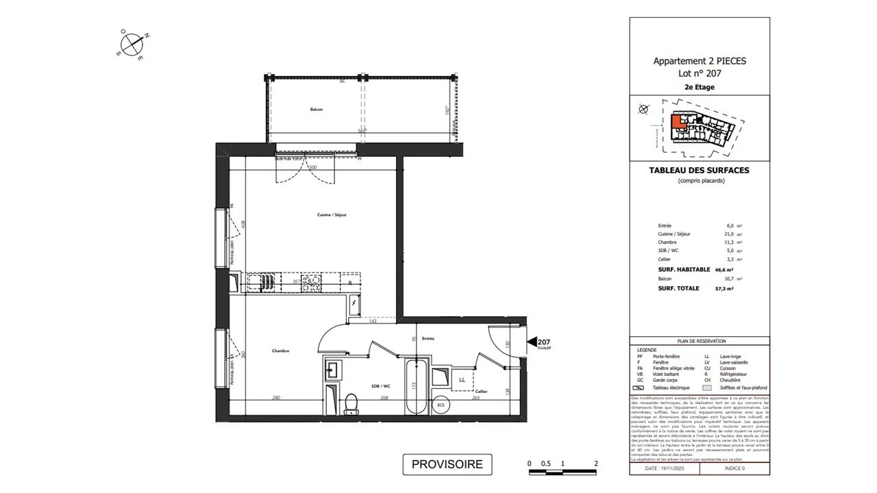 T2 Neuf 46.60 m2 - 2éme étage  - La-Roche-sur-Forn