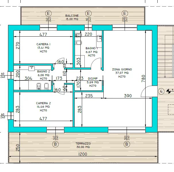 TRELOCALI CON TERRAZZO DI 30 MQ