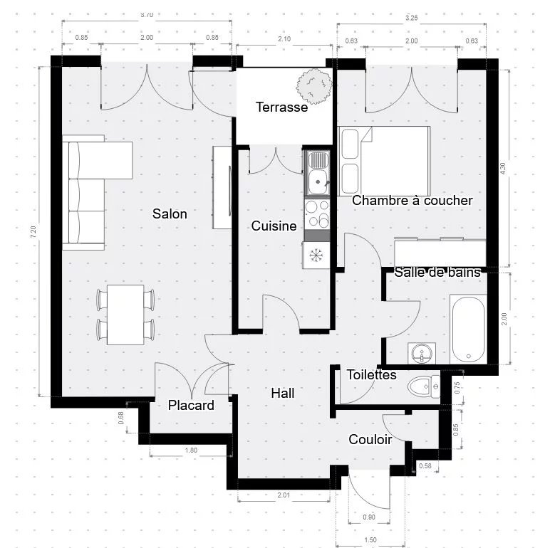 HAUT GAMBETTA - Grand 2P 65m² - VENDU LOUÉ - A rénover - Gros potentiel - 150.000 €