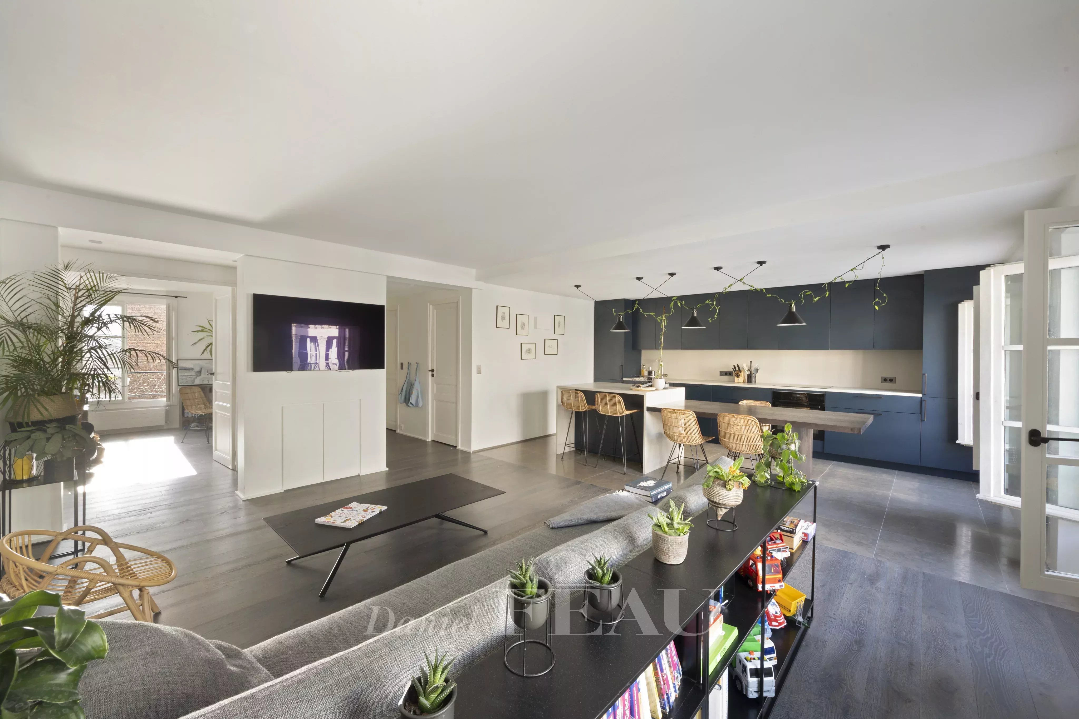 Living room with open kitchen