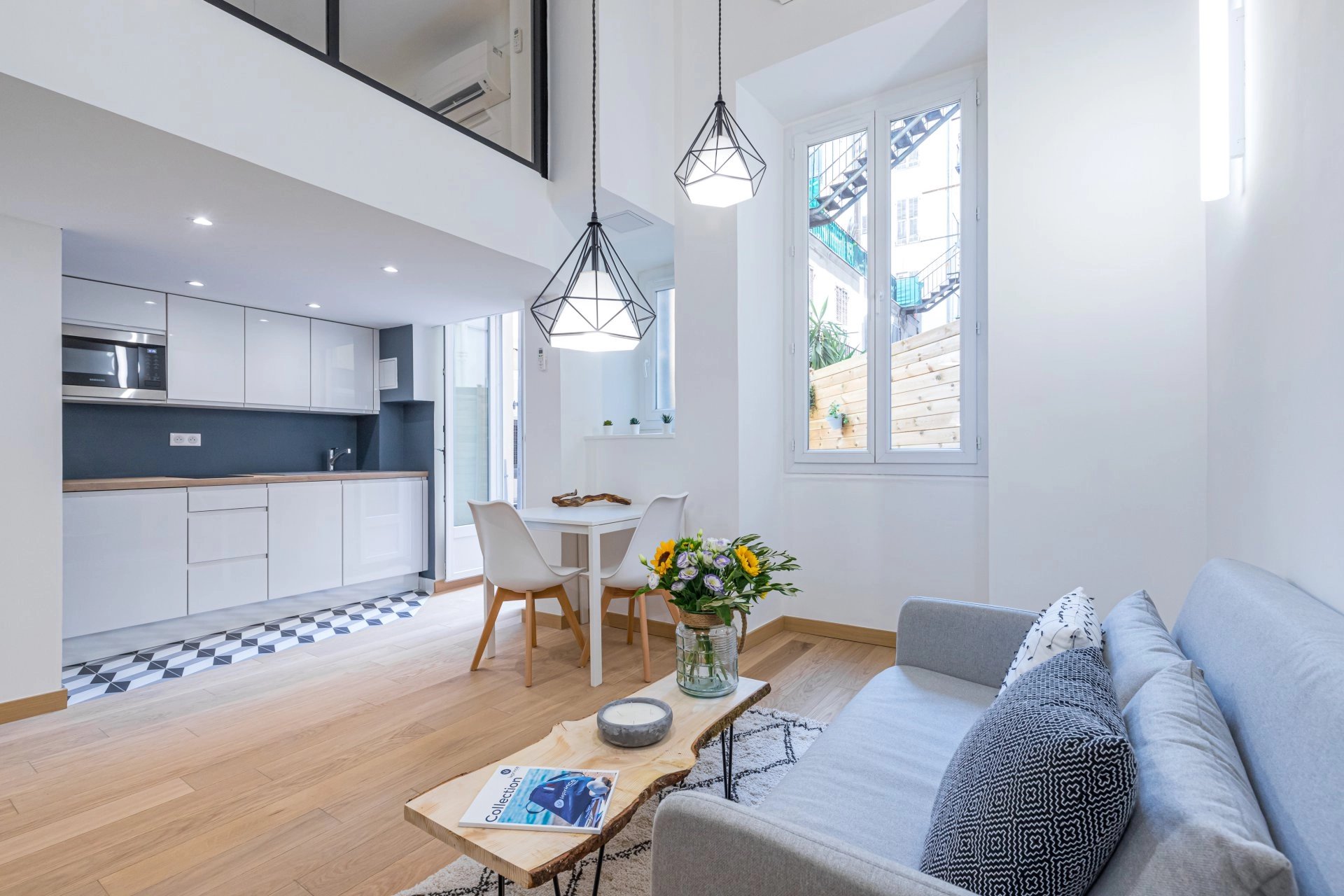 Salon Parquet Acier inoxydable