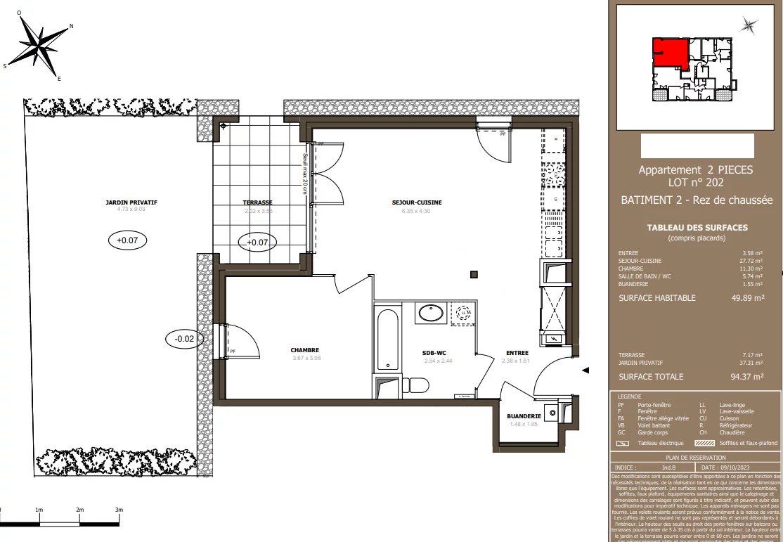 Appartement T2 de 53m² au 2ème étage - Thonon Les Bains