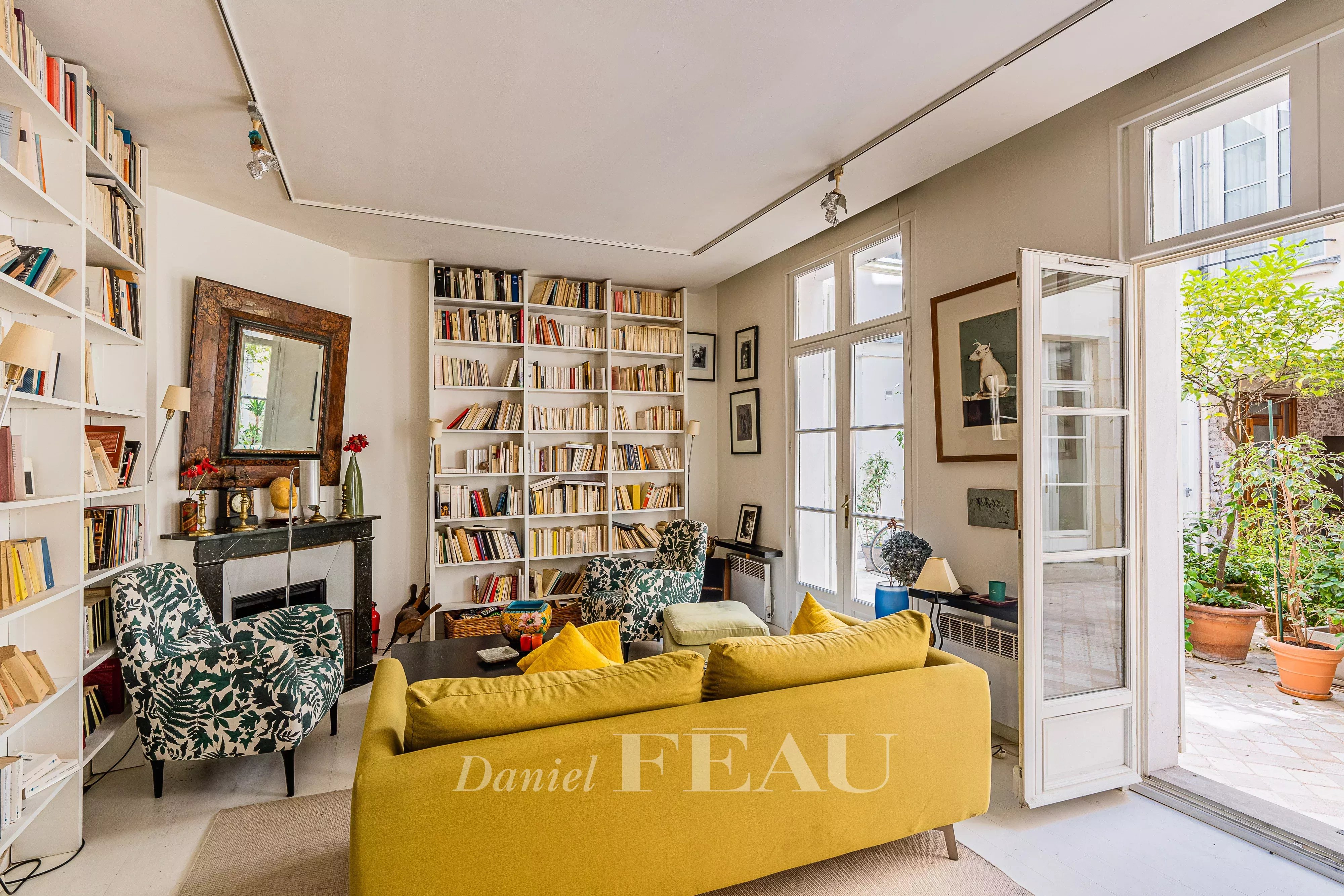 Living room with chimney