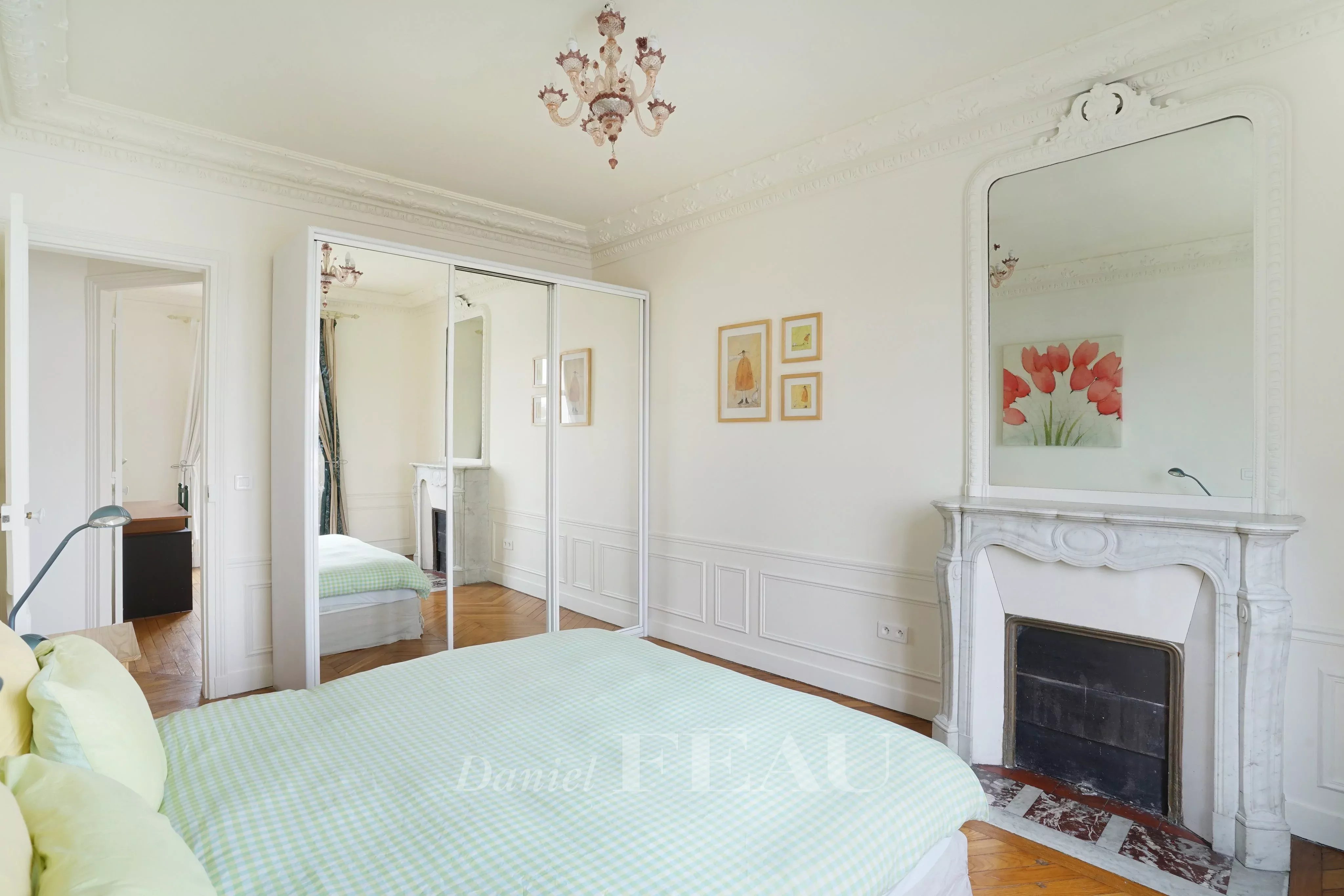 Bedroom Fireplace Wooden floor