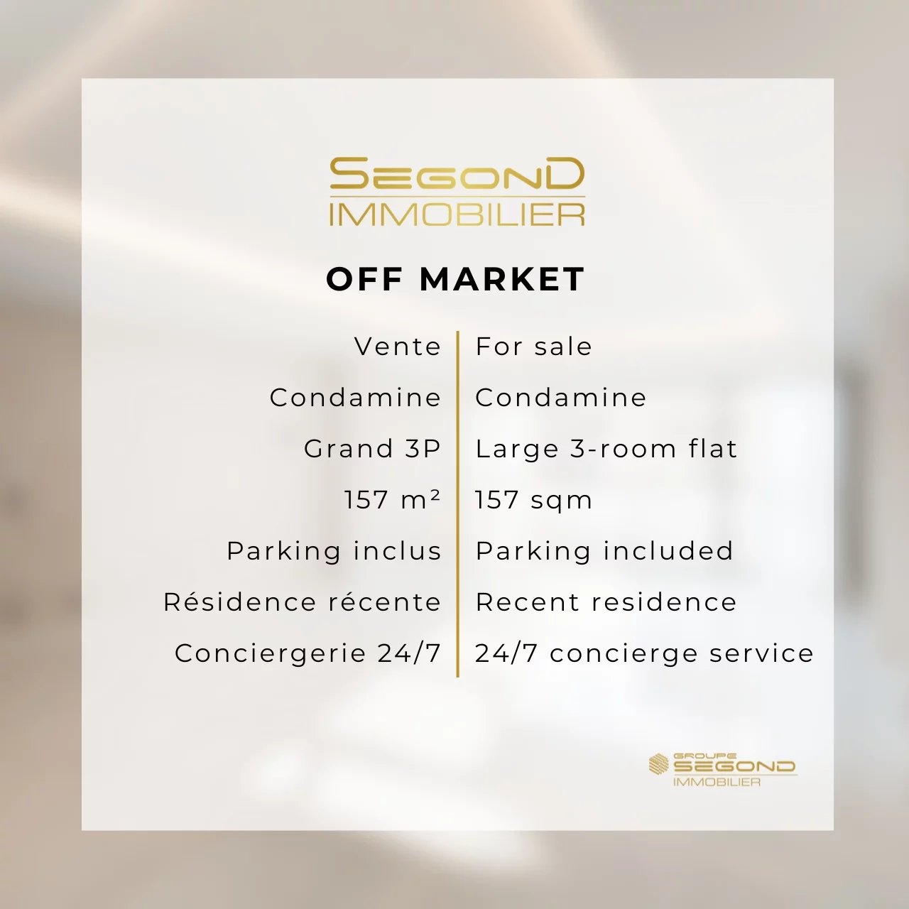 Grand appartement lumineux avec parking à la Condamine