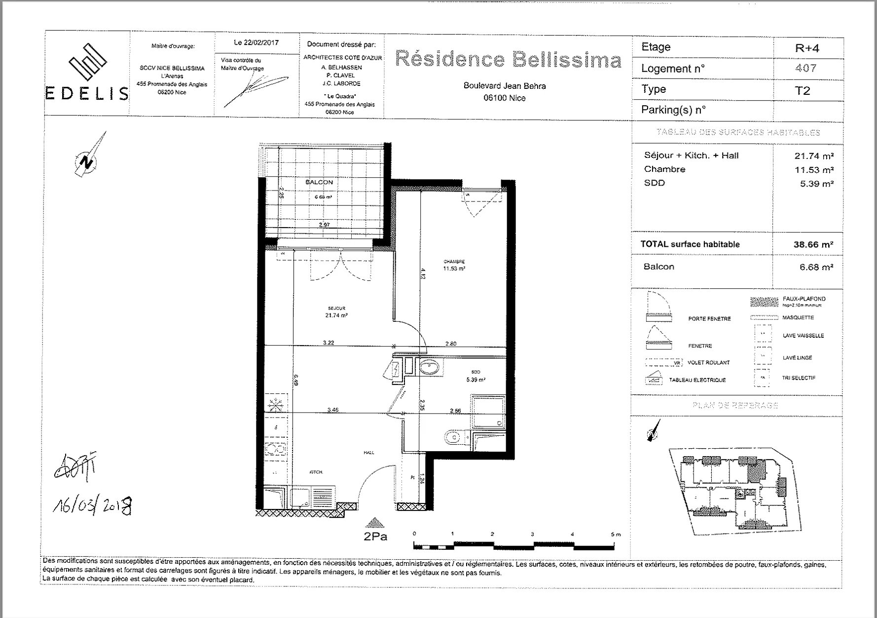 2p de 38.66m² + terrasse de 6.68m²