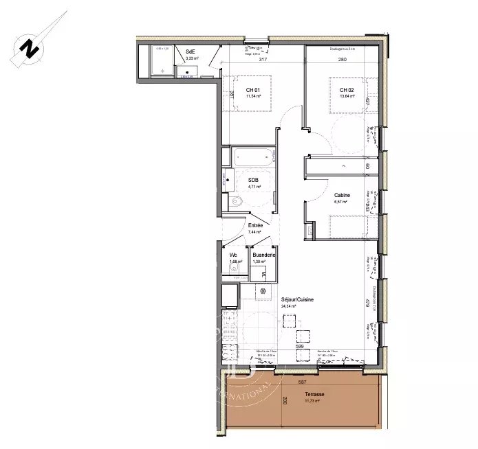 T3+ | 73 sq m | 1st Floor with terrace, Parking, and Cellar Accommodation in Les Gets