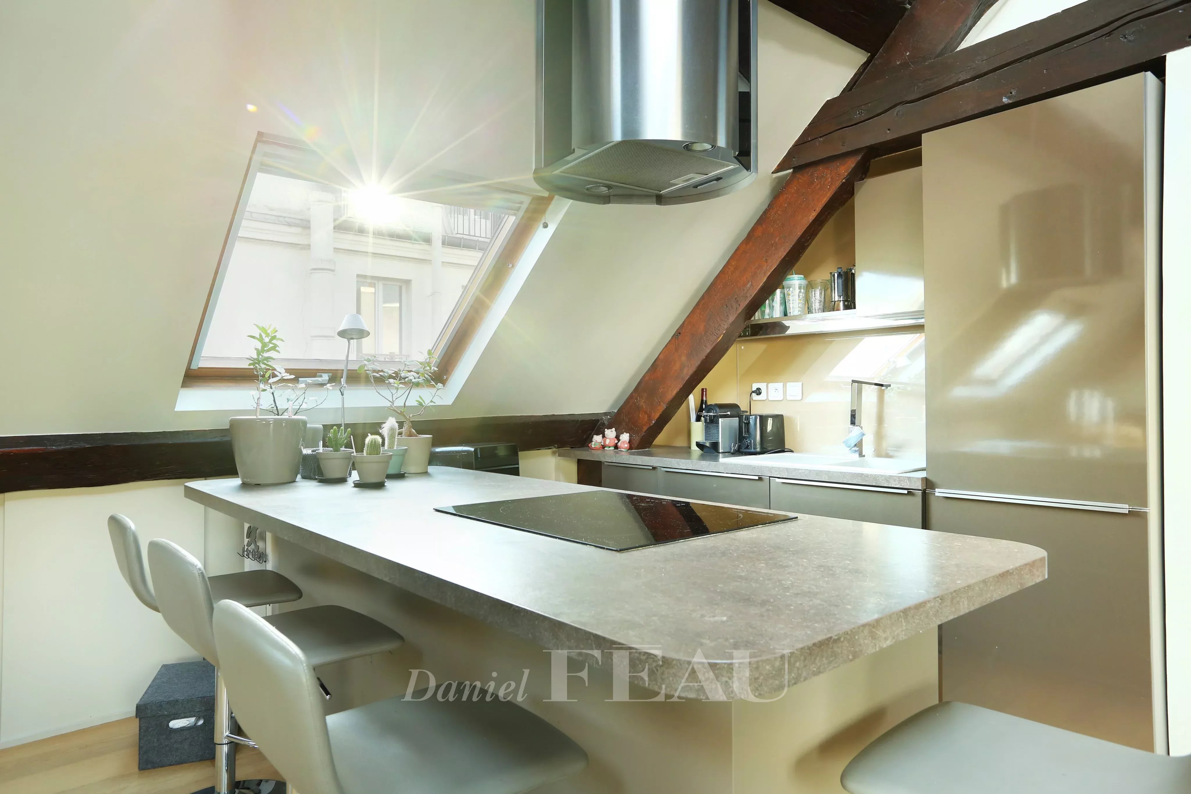 Kitchen Stainless steel Kitchen bar Wooden floor