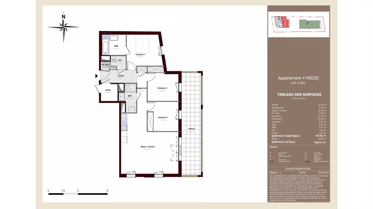 Appartement Neuf T4 - 85.92m² - terrasse  20,89 m²  - 5éme étage -  Annemasse
