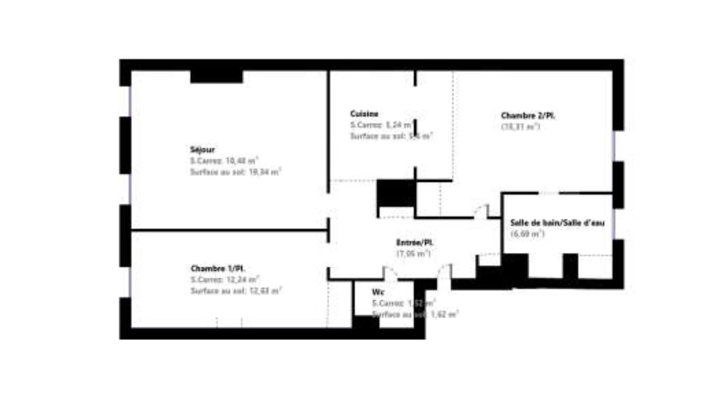 Vente appartement non meublé 3 chambres (67 m²) 75002 Rue Dussoubs