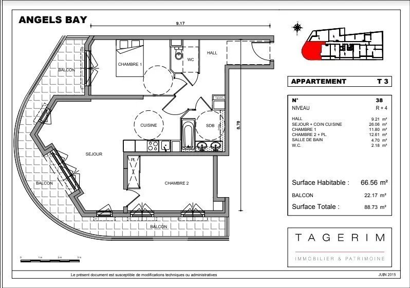 Appartement 3 pièces 67 m² · à Antibes · 67 m² · 379 000 €