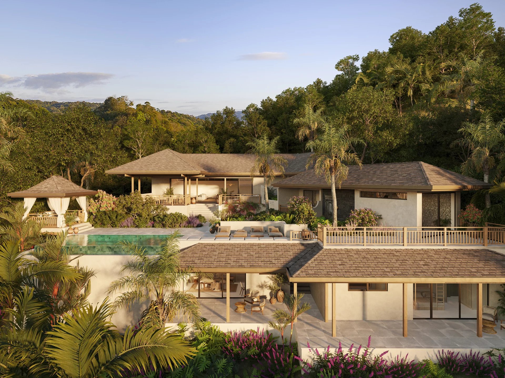 Maison de 6 chambres située à El Tesoro, Tamarindo, avec vue sur la mer, les montagnes et la vallée