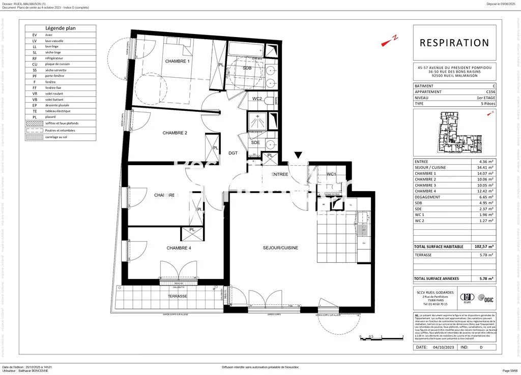 Appartement 5P récent dans une copropriété de standing