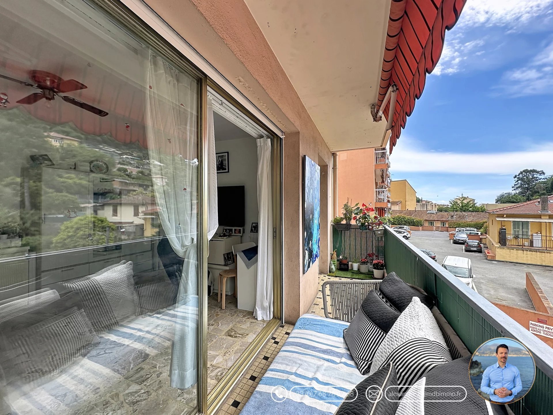 MENTON CAREÏ - VENDU LOUÉ - Un T1 de 33m2 avec BALCON côté collines AU CALME -