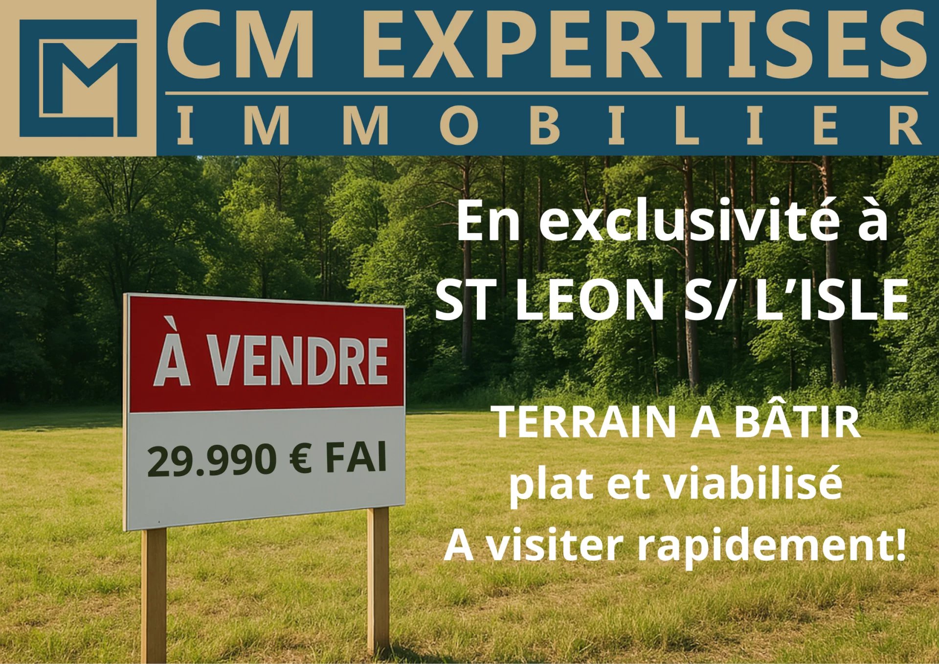 Vente Terrain constructible Saint-Léon-sur-l'Isle