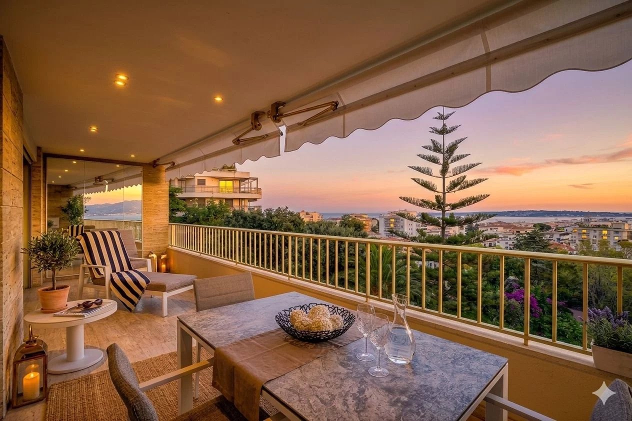 CANNES BASSE CALIFORNIE – APPARTEMENT AVANT-DERNIER ÉTAGE – TERRASSE – VUE MER
